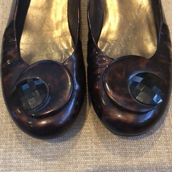 Stuart Weitzman Tortoise Shell Leather Wedge Flats 8M - Picture 4 of 9